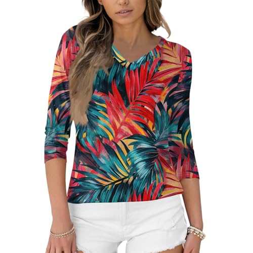 HTHLVMD Womens 3/4 Length Sleeve Tunic Tops Summer Fall Outfits 2025 Three Quarter Sleeve Casual V Neck T Shirts for Women