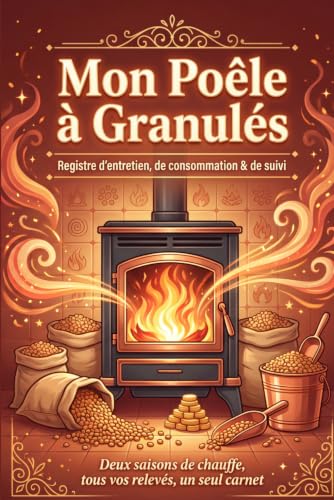 Mon Poêle à Granulés — Registre d'Entretien et de Suivi: Carnet de bord du chauffage aux pellets : nettoyage, ramonage, consommation, achats, ... | Journal de 2 saisons de chauffe complètes