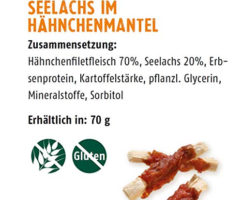 Christopherus Kausticks für Hunde, Seelachs im Hähnchenmantel, Warmluftgetrocknet, Natur-Im-Biss, 70 g