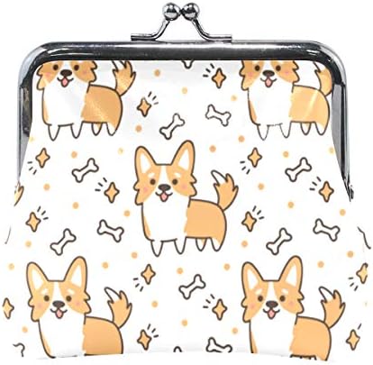 ZZAEO Cute Dog Breed Welsh Corgi Coin Purse for Women and Girls Coin Pouch with Kiss-lock Buckle Cute Money Bag Retro Change Holder Small Coin Wallet Cards Holder