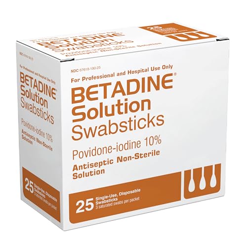 Betadine 10% Povidone-Iodine Swabsticks - 75 Single Use Sticks Topical Antiseptic Brown Solution Swabstick 3ct (Box of 25)
