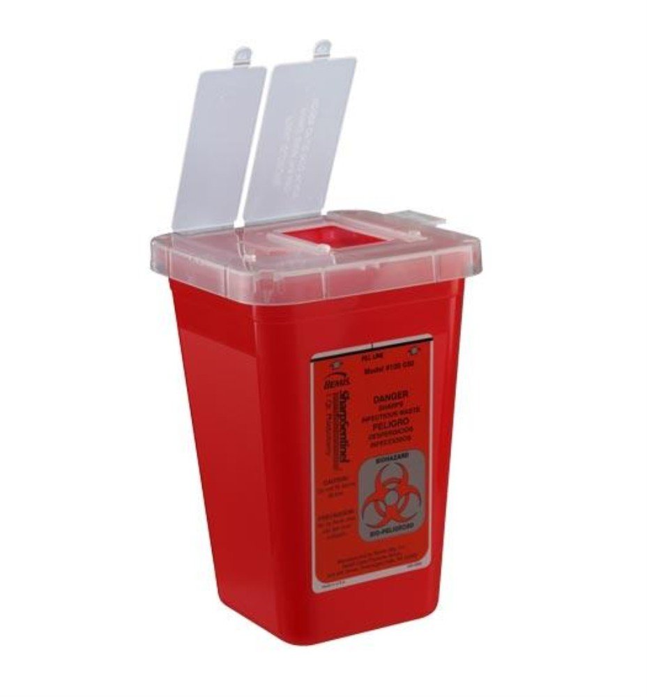 Bemis 100-030 Sentinel 1 Quart Sharps Containers Small Red (6 Pack)