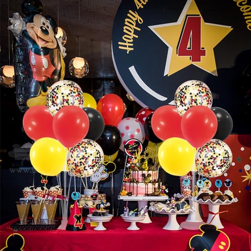 Image of ZJDHPTY Mouse Birthday Decorations,4Set Red Yellow Black Balloon Stand Kit | Movie Night Circus Race Car Fire Truck Motorcycle Carnival Party Decor,Corporate Events Party Supplies