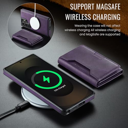 Étui portefeuille iPhone 15 Pro en cuir violet avec coque magnétique amovible - 2