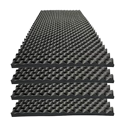 KTOESHEO 4 PCS Acoustic Panels,48''X24''X2'' Egg Crate Foam Soundproof Foam Wall Panels,High Density Fireproof Noise Cancelling Foam Studio Foam Panel,Noise (Black)