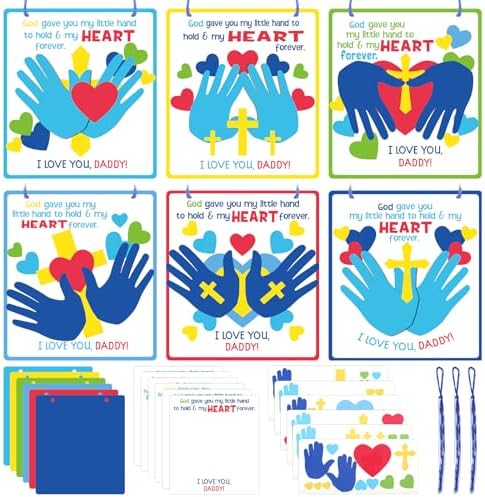 30 Sets Father’s Day Hand Poem Craft Kit for Kids Father’s Day Handprint Card Kit DIY Father’s Day Religious Crafts Daddy Craft Kit from Kids for School Classroom Activities Art Projects