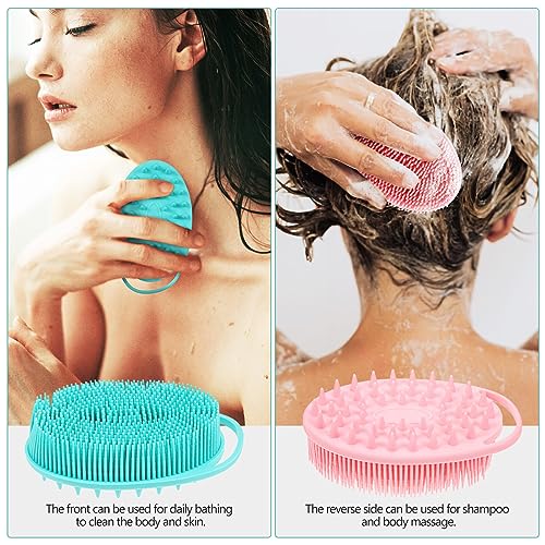 Silicone Body Scrubber 2PCS Silicone Loofah with Hanging Loop Body Wash Scrubber for Use in Shower Exfoliating Mens Women - Image 4