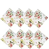 Newbridge Spring and Easter Marie Yellow and Pink Rose Petal Floral Set of 8 Fabric Napkins, Stain and Wrinkle Resistant Napkins for Holiday Indoor and Outdoor Dining