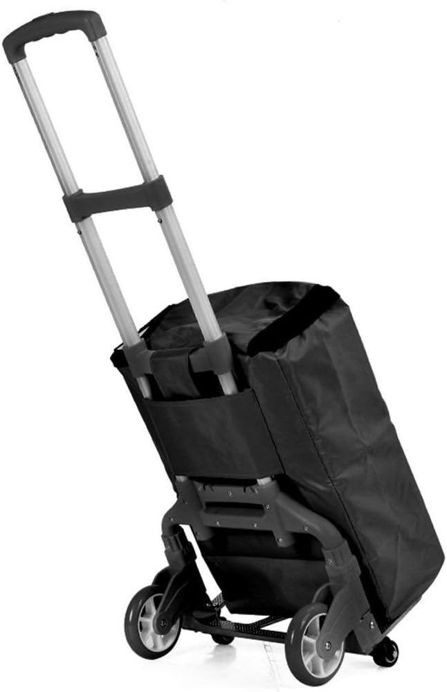 Folding Shopping Cart Grocery Utility Stair Climbing Larger Storage Stainless Steel Frame(White-Dinosaur Doodle4)