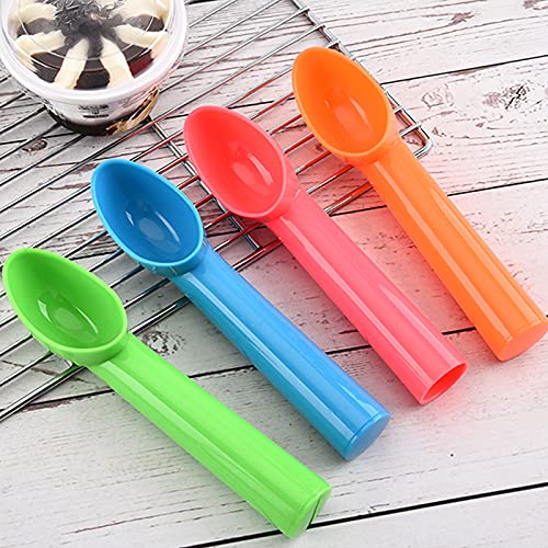 MY MIRONEY 4-Pack Plastic Ice Cream Scoop Nonstick Anti-Freeze Ice Cream Spade - Blue/Green/Orange/Rose Red