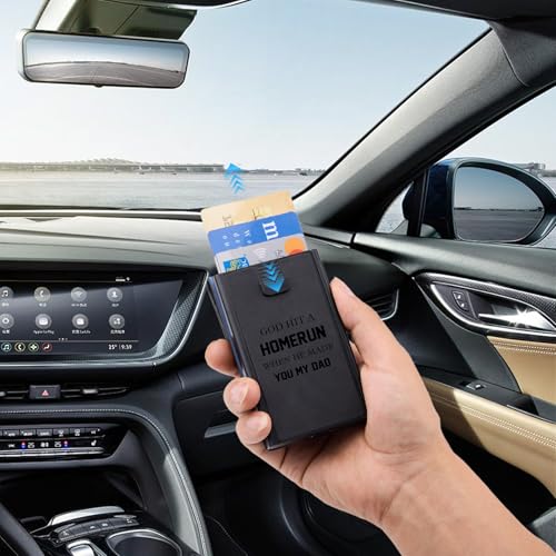 Flycalf Wallet for Men RFID Minimalist Money Clip Wallet Fathers Day Gift 9-Card Quick-Push Access Card Wallet (Black)3