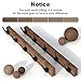 IURRDOP 17 Inch Walnut Wood Wall Mounted Coat Rack with 5 Black Hooks, Adhesive Mounted Entryway Hooks, Modern Natural Wooden Pegs for Hanging Coat Clothes Hat Bag Purse Key and Towel
