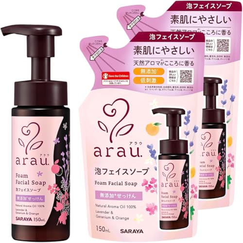 【セット品】 arau. アラウ. 泡フェイスソープ 無添加せっけん 洗顔料2点セット (本体150ml ×1 + つめかえ150ml ×2)