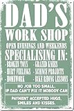 Nansicy New Retro Metal Tin Sign|Dad39;s Workshop Vintage Style Sign|Home Club Bar Decorative Metal