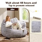 WLIVE 43'' Giant Bean Bag Chair, Bean Bag Sofa with Armrests for Adults, Bean Bag Couch with High-Density Memory Foam for Livingroom, Bedroom, Grey - Image 5