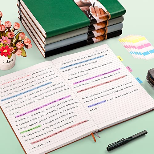 Emshoi A4 Notebook College Ruled, 400 Pages Lined Journal, 8.5" X 11" Large Notebook For Work, 100Gsm Thick Journal For Women Men Writing, Faux Leather Softcover, Sticky Notes, Green #TOP5