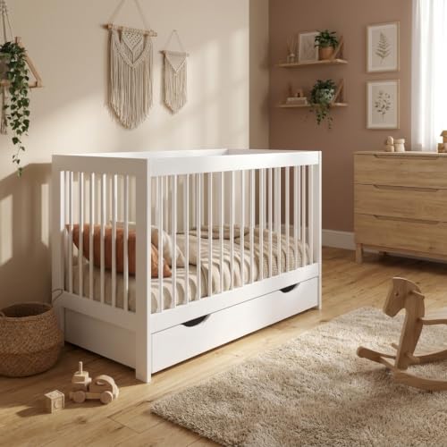 Miniatura 3 de Love For Sleep Cuna Bebe Convertible 120x60 Cm Luca De Madera De Pino Con Cajón Y Barrera De Seguridad Cuna-Cama Para Bebé Convertible