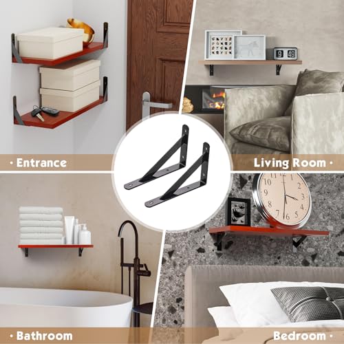 Kamiaha 8PACK6INCHBRACKET 8 Pack L 6 Inch X H 4 Inch Heavy Duty Shelf Brackets thumb #2
