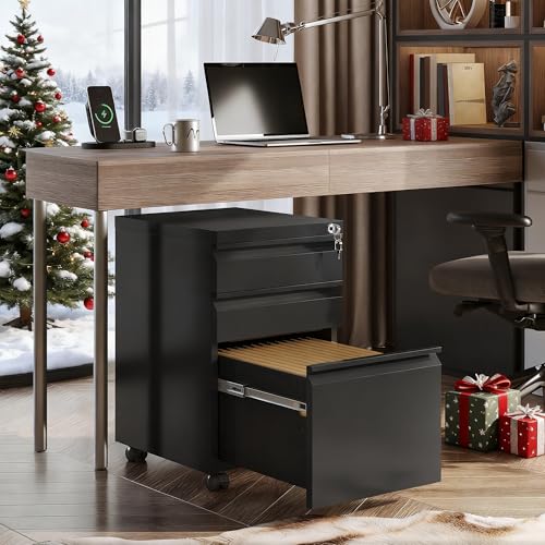 Image of DEVAISE 3 Drawer File Cabinet with Lock, Fully Assembled Except Casters