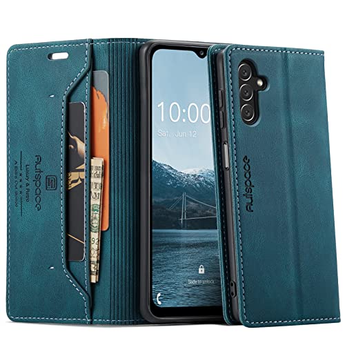 HAII Case for Galaxy A14 5G,PU Leather Folio Flip Wallet Case with Card Holster Stand Kickstand Magnetic Closure Shockproof Phone Cover for Samsung Galaxy A14 5G 6.6 inch 2023 (Teal)