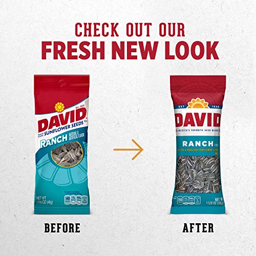David Roasted And Salted Original Jumbo Sunflower Seeds, Keto Friendly, 5.25 Oz, 12 Pack & Roasted And Salted Ranch Sunflower Seeds, 1.625 Oz, 12 Pack #TOP5