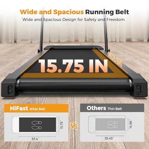 Image of Hifast Walking Pad Treadmill with Incline,Under Desk Treadmills for Home Office,300lbs Capacity Portable Small Walking Pad,2.5HP Quiet Running Pad with LED Display Remote Control