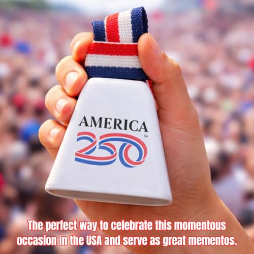 Bevin Bells Long Distance Cow Bells 10LD - America’s 250th Anniversary | Steel Cowbells in Red, White & Blue w/Tricolor Strap | Loud Noise Makers | Christmas Bells | Easier to Hold | Made in CT, USA by Bevin Bells - Used condition - Image 4