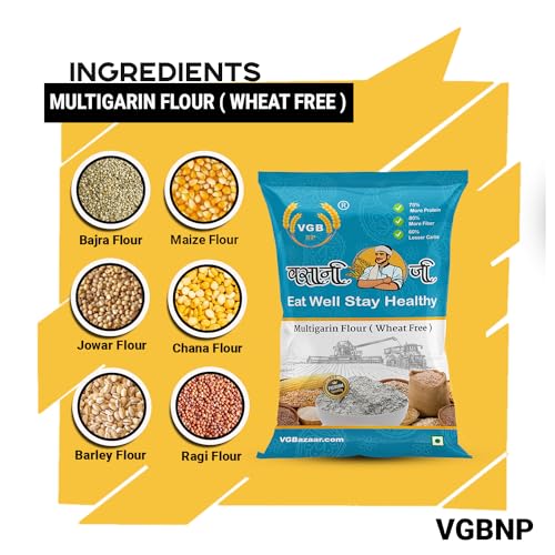 Image of Vasani G Wheat-Free Multi Millet Flour | Mix Grain Atta with Bajra, Jowar, Ragi, Maize, Barley & Kala Chana | Gluten-Free Atta | No Wheat Flour - 1kg