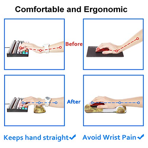 Ekuabot Pink Flower Keyboard Wrist Rest Pad & Mouse Wrist Rest Support Pads Set For Computers & Laptop, Made Of Memory Foam, Soft And Breathable, Ergonomic Design, Non-Slip Rubber Base, Easy Typing #TOP27