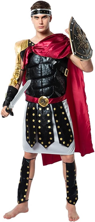 ReneeCho Men Roman Gladiator Solider Costume Halloween Adults Soldier Warrior Armor Spartan Costumes
