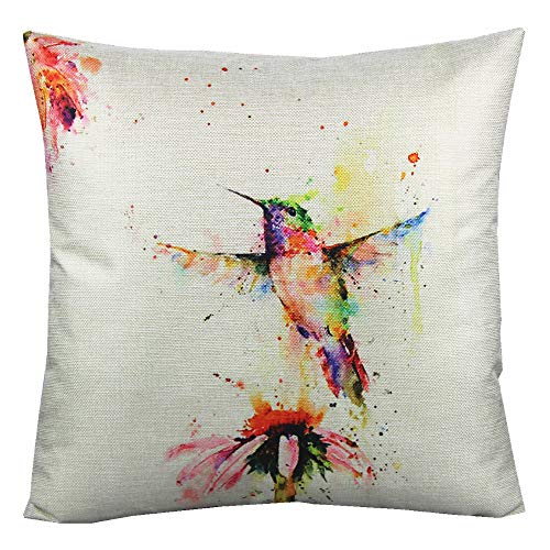 Outdoor Throw Pillow Covers 18X18 Set Of 4 Hummingbirds Tropical Decorative Cushion Cases Home Porch Décor Outside For Patio Furniture Couch Bed Sofa,Watercolor Birds Floral Couch Cover Summer Spring #TOP3