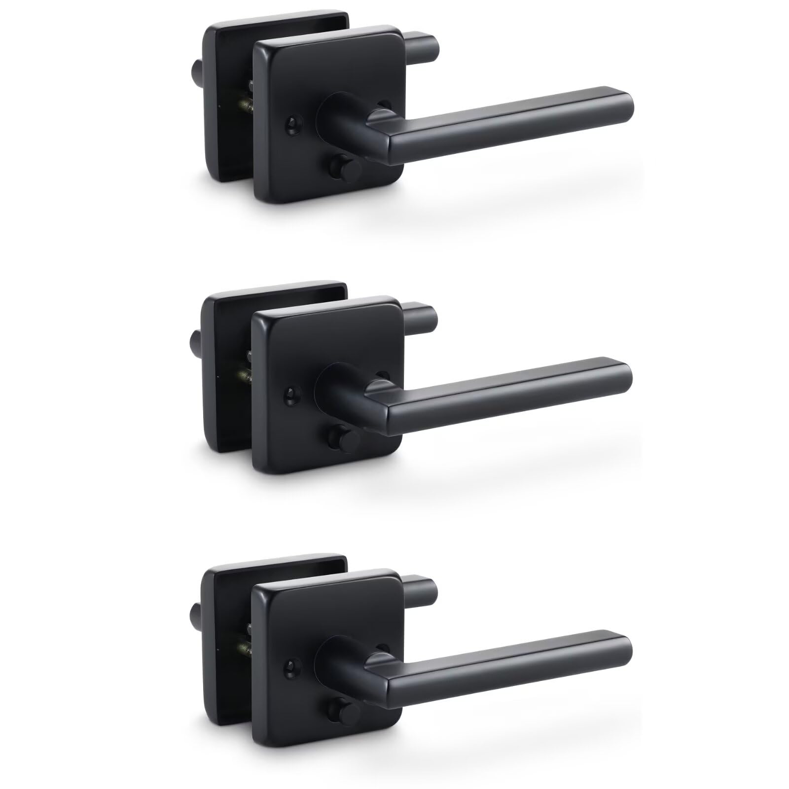 Linkaa Matte Black Door Handles - Push Lock Security -1 Linkaa Matte Black Door Handles - Push Lock Security -1