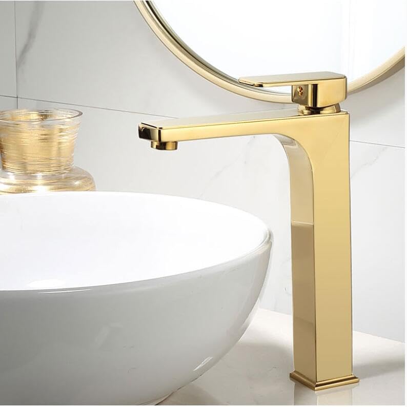 Robinet de lavabo en laiton or luxe pour salle de bain moderne chic