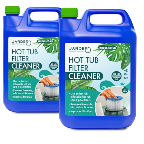 Jarder Hot Tub Filter Cleaner 10L - Improves Filtration and Performance - Overnight Soak - 20 Uses - Suitable for Pool Filters