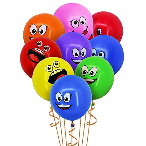 Worldoor 100Pcs 12-Inch Variety Of Smiley Face Latex Balloons Birthday Party Decoration Balloon Expression Symbol Children's Toys #TOP19