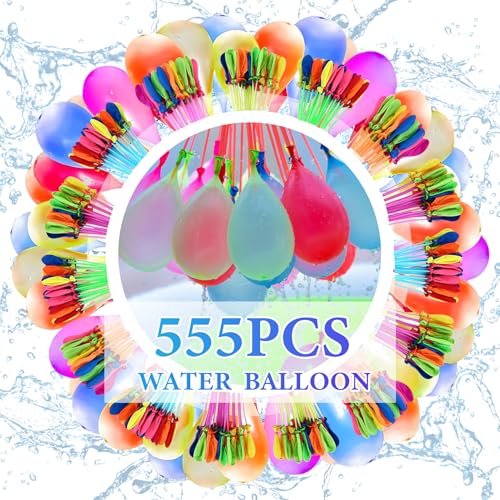555 palloncini ad acqua, a riempimento rapido, autosigillanti, colorati, per bambini, colori vivaci, ecologici, per divertimento estivo all'aperto