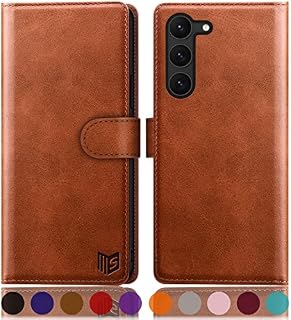 SUANPOT for Samsung Galaxy S23 5G case with [Credit Card Holder][RFID Blocking],PU Leather Flip Book Protective Cover Women Men for Samsung Galaxy S23 Phone case Light Brown