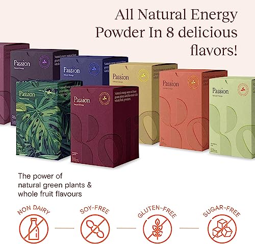 Image of Yoli Passion Peach Mango Energy Powder Mix, Plant-Based, 90 Servings Box | Plant-based peach mango energy drink mix with green tea and guarana, sugar-free, gluten-free, soy-free, and Keto-friendly.