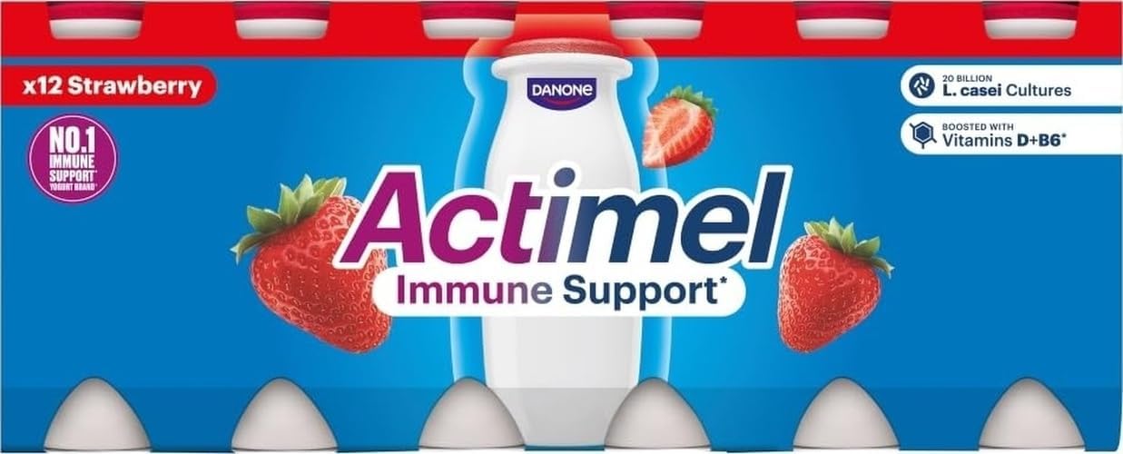 Actimel Strawberry Yoghurt Drink, 12x100g, strawberry