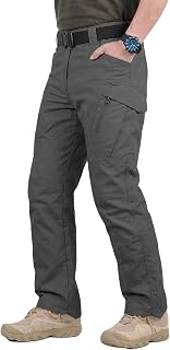 Men's Work Cargo Pants Tactical Hiking Casual Water Resistant Ripstop Trousers for Outdoor with 6 Pockets(No Belt)