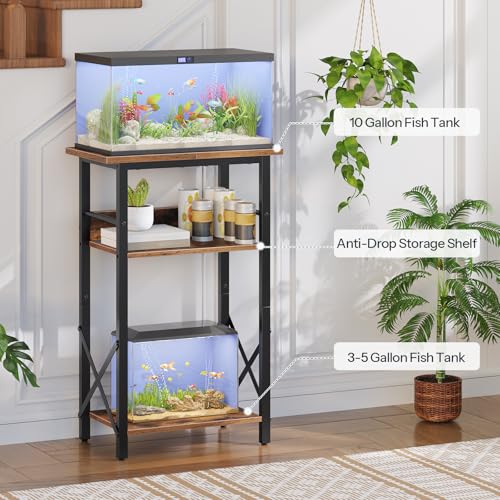 image for HOOBRO 10 Gallon Aquarium Stand, 3-Tier Fish Tank Stand with Storage, 