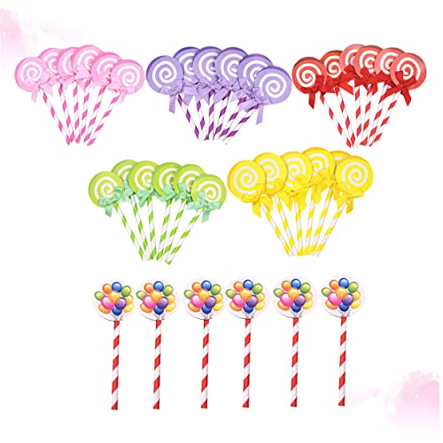VOSAREA 36 Pçs/6 Pacotes Decoração De Casamento Toppers De Bolo Pirulito De Aniversário Toppers De B
