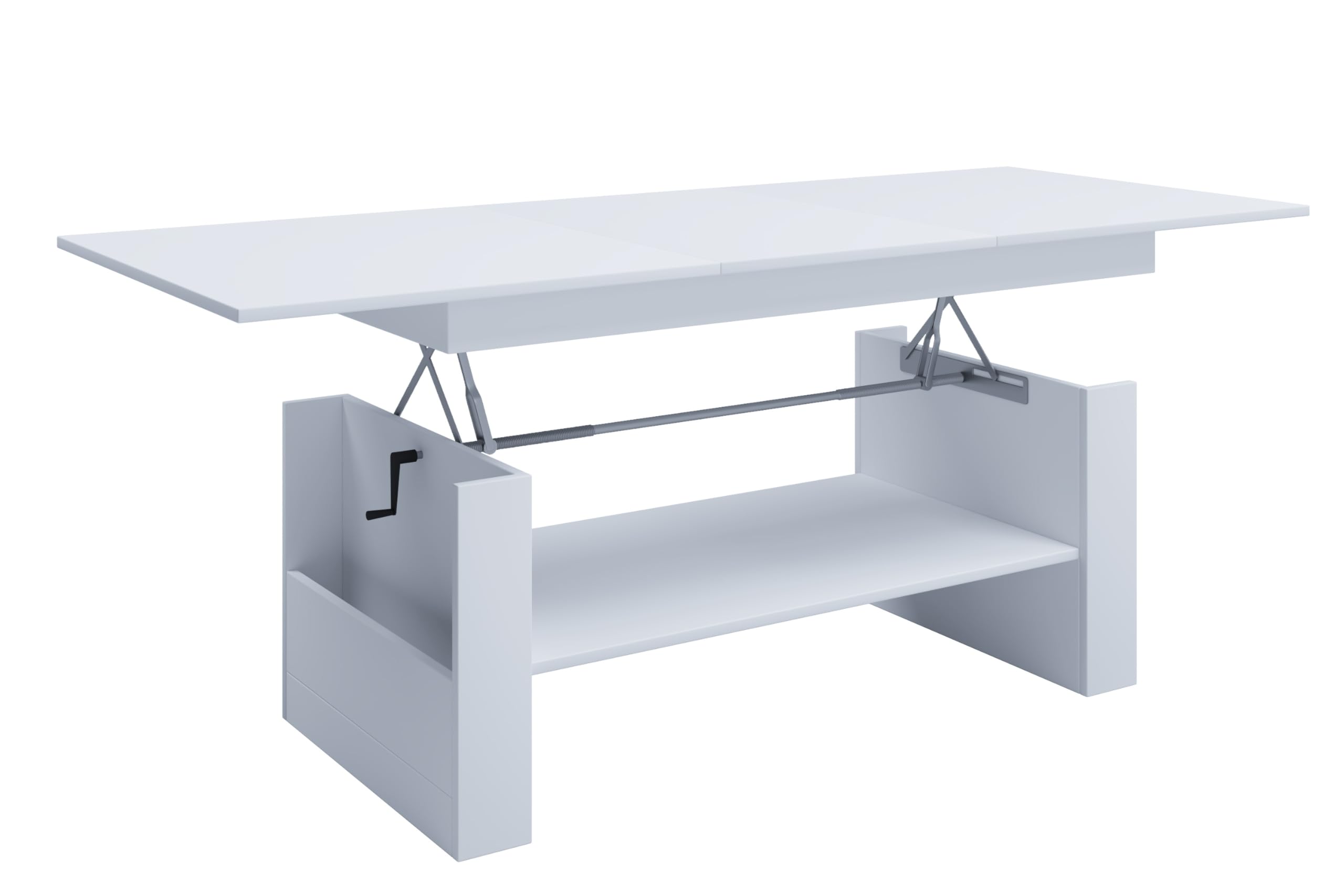 VCM Holz Couchtisch Schlicht | Maße ca. H. 52 x B. 115 x T. 58 cm | Wohnzimmertisch - Kobila höhenverstellbar ausziehbar Weiß