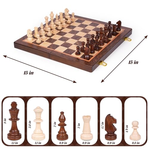 Juego de Ajedrez Magnético Plegable de Madera 15 Pulgadas miniatura 6
