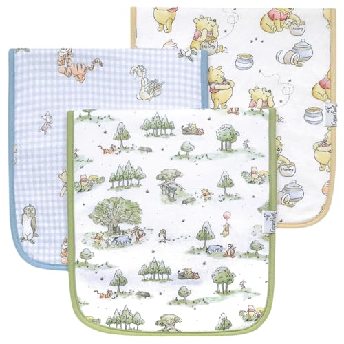 Image of Copper Pearl Baby Burp Cloth Large 21''x10'' Size Premium Absorbent Triple Layer 3-Pack Gift Set Hundred Acre Wood