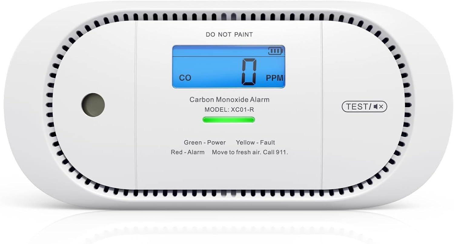 X-Sense Karbonmonoksit Alarmı, Dijital LCD Ekranlı, 5 Yıl Değiştirilebilir Pil ve Tepe Değer Hafızalı CO Dedektör Alarmı, XC01-R