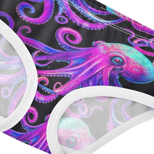 Aesthetic Toddler Girls Underwear 2t Cotton Panties Little Girl Vibrant Purple Octopus Animal Briefs Kids Undies4