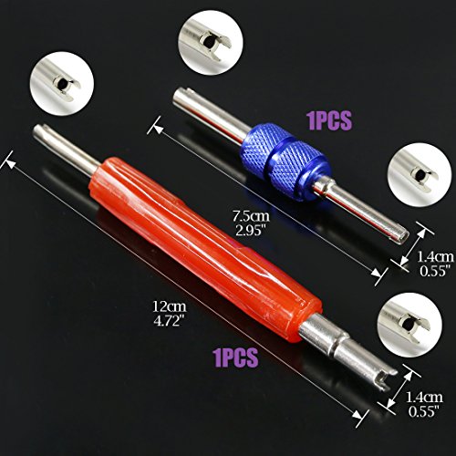 Swpeet 102Pcs Air Conditioning Valve Core Accessories Kit, Including Assortment R12 R134a Valve Core Refrigeration Tire Valve Stem Cores with Remover Tool for Most Cars