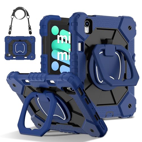 Étui pour iPad mini 7 2024 résistant aux chocs bleu marine et noir