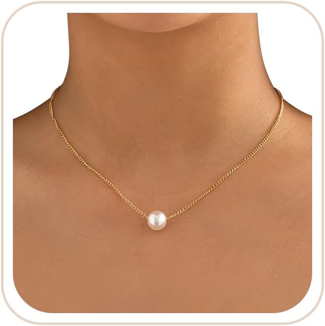 Trinckle Pearl Necklaces for Women, Pearl Choker Dainty Pendant Necklace | White Pendant Choker for Teen Girls, Layered Daisy Jewelry, Wedding Strands for Bride Bridesmaids as Beach Summer Accessories